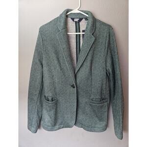 Lands End Women's Size XL Green Herringbone Blazer